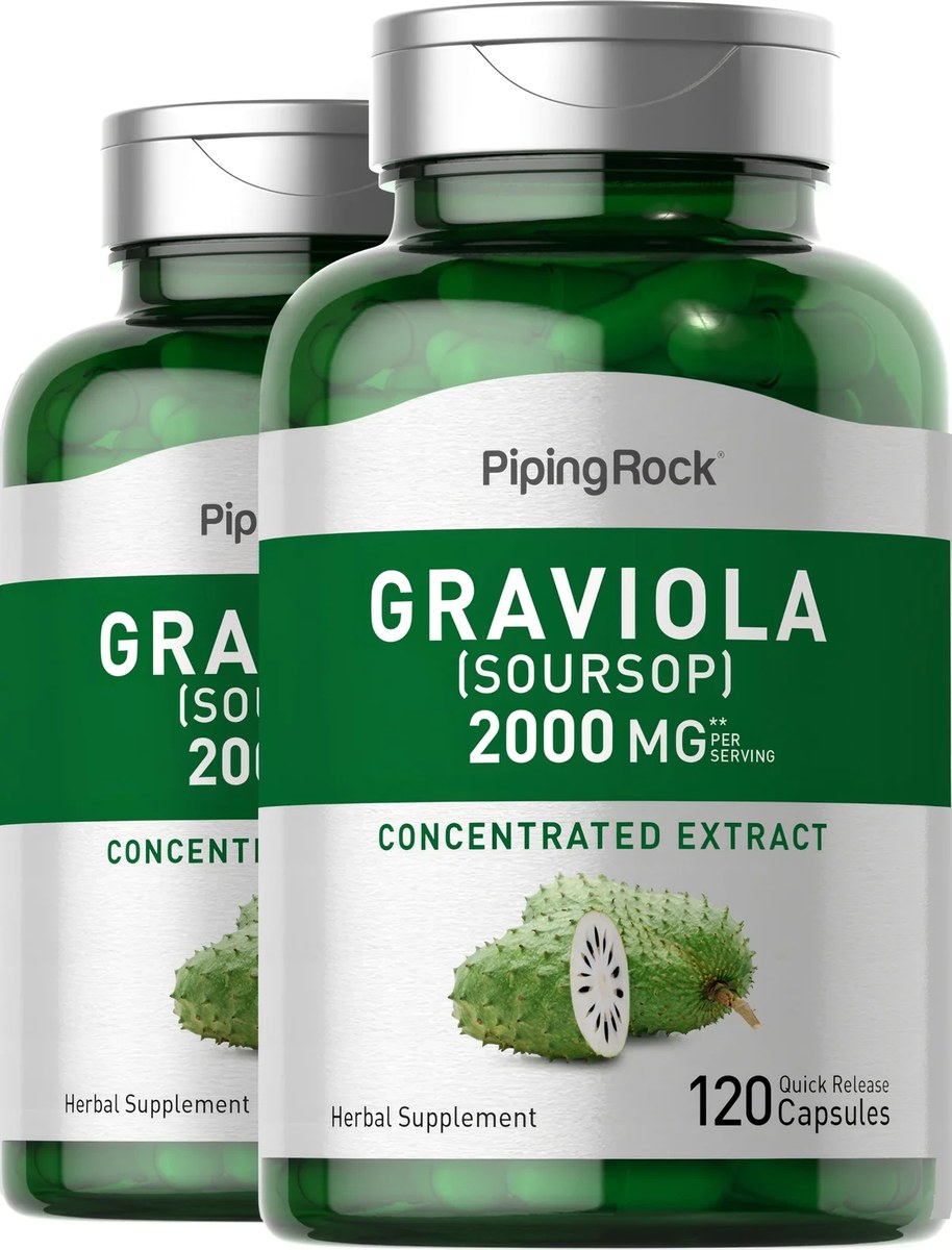 Piping Rock Graviola soursop 2000mg capsule bottles