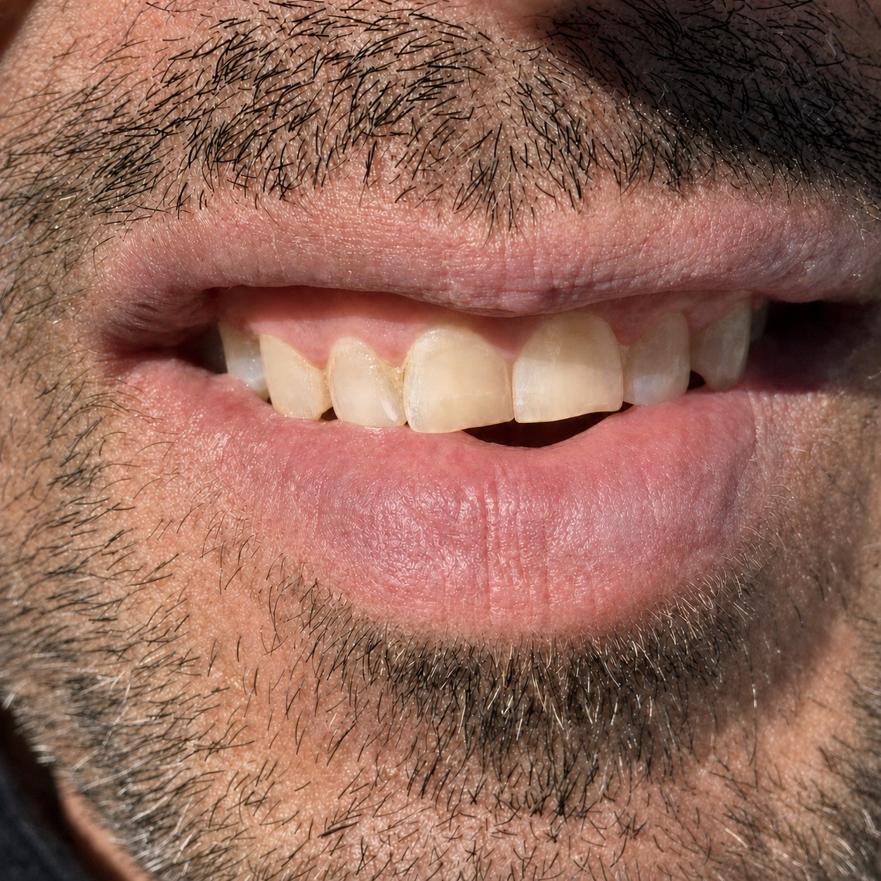 Same lip 120 hours into Labisan dual protocol with scab shed and only faint pink residual mark