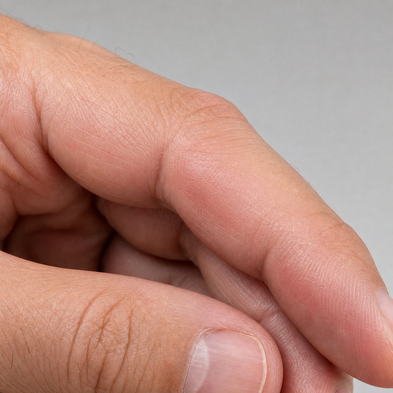 Same finger 48 hours later, herpetic whitlow actively healing on the Labisan Protective topical protocol