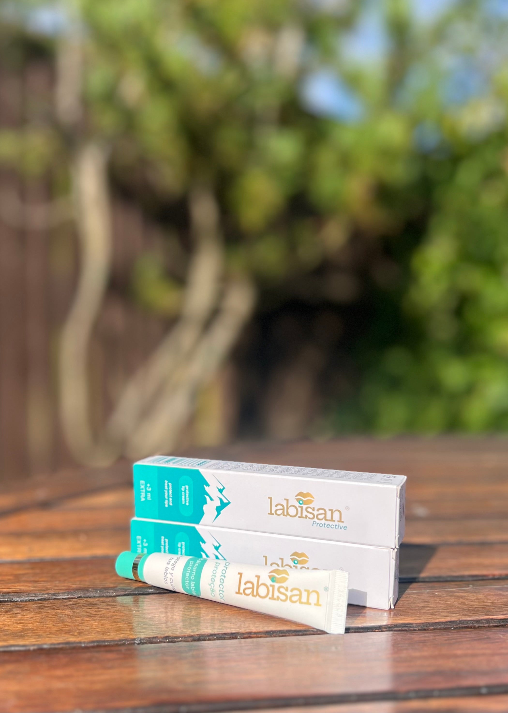 Skier applying Labisan on the slopes